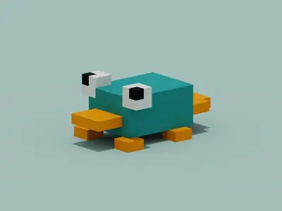 voxel Platypus Low-poly 3D model