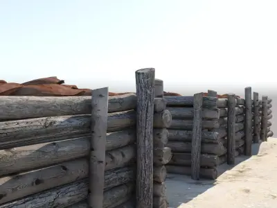 Trenches 3D model wall with hole in it 3D model