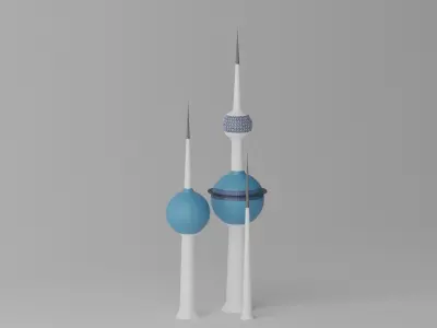 Cartoon Kuwait Towers Landmark 3D model