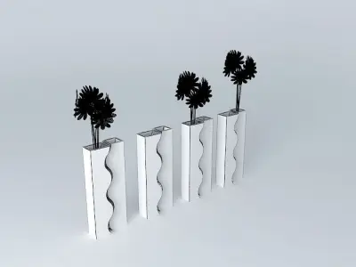 vase colorful with daisies in it Free 3D model