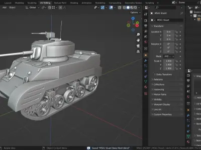 M5A1 Stuart Tank Base Mesh Low-poly 3D model