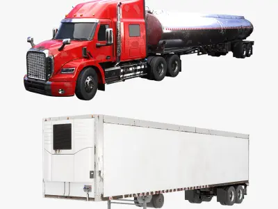 Generic Semi Truck Sleeper and Trailers Collection 3D model