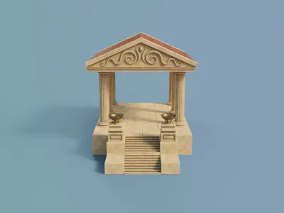 Ancient Temple Building Set Low-poly 3D model