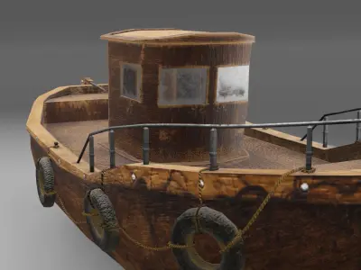Boat lowpoly rusty Low-poly 3D model