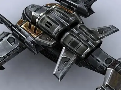 3DRT - Sci-Fi Gunship 5  Low-poly 3D model