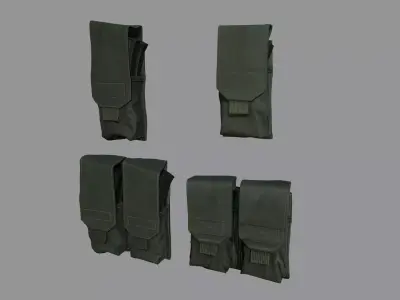 AR-AK Mags pouches pack  Low-poly 3D model