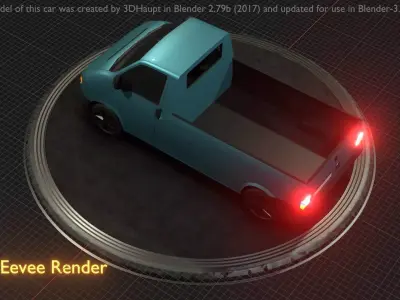 City Car 56 Commercial Pickup 3500 Type-C Blue Low-poly 3D model