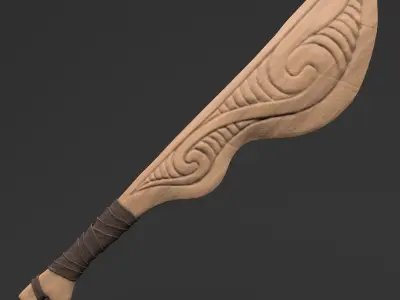 Maori Wooden Weapon - Wahaika 3D model