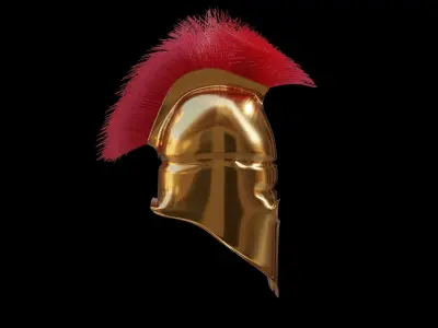 Medieval Golden Spartan Helmet Low-poly 3D model