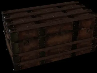 Antique Wooden Chest Low-poly 3D model