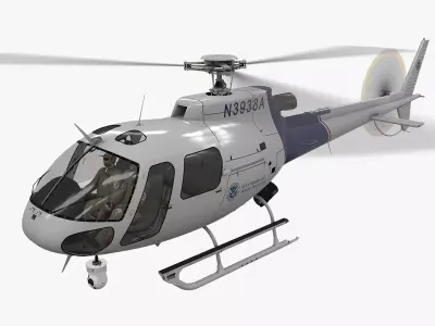 AS-350 US Customs And Border Protection Animated Low-poly 3D model