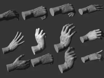 Male hands 12 poses 3D model