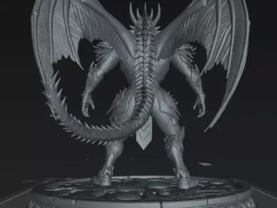 Dragon Imperial Golden Dragon Warrior 32mm Printable STL 3D print model