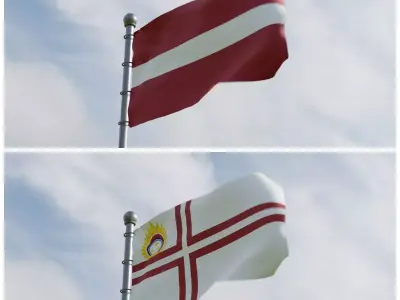 Animated Latvia Flags 3D model