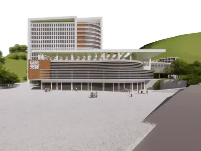 3D Model A Futuristic Healing Hub in Harmony with Nature Low-poly 3D model