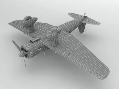 Mitsubishi ki-51 Military Aircraft WWII Low-poly 3D model