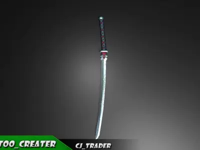Fantasy Samurai Sword Low-Poly 3d model Low-poly 3D model