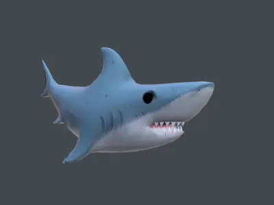 Low poly shark with animations Low-poly 3D model
