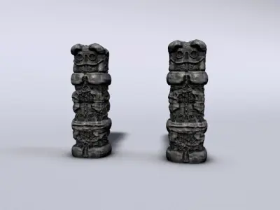 Stone totem module Low-poly 3D model