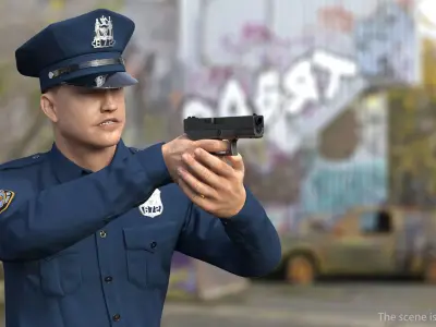 NYPD Police Officer Fur Rigged 3D model
