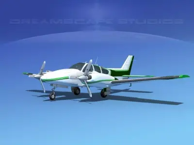 Beechcraft B55 Baron V09 3D model