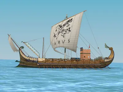 Roman Bireme Outside Lowpoly Low-poly 3D model