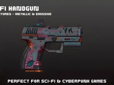 Sci-Fi Handgun 3D Model Game Ready Low-poly 3D model