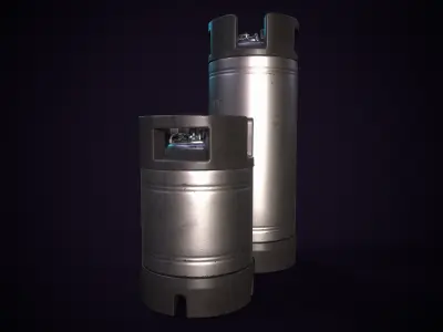 Steel Beer Keg Set - PBR Game Ready - Low-poly 3D model