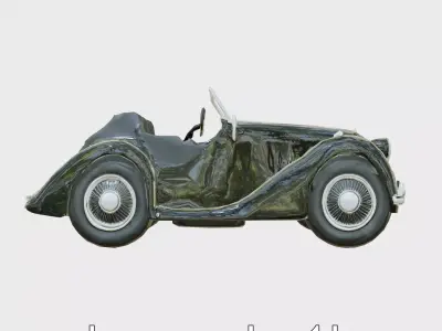 Classic Black Morgan Car with Shiny Finish Low-poly 3D model