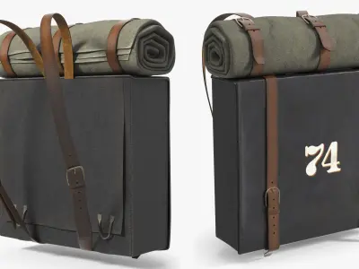 US Civil War Infantry Backpack with Blanket 3D model