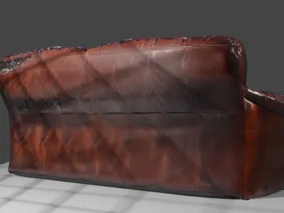 Dark Leathered Couch Free low-poly 3D model