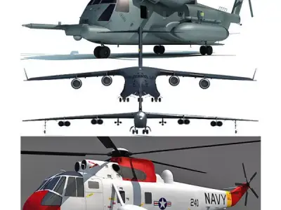Set of 4 Military Aircrafts 3D model