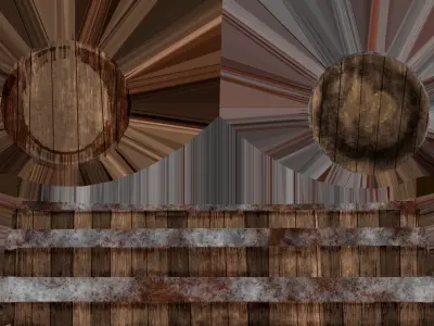 Barrel two vases Free low-poly 3D model