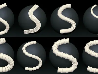 48 IMM CABLES and HOSES FOR ZBRUSH HIGH and LOW POLY Low-poly 3D model