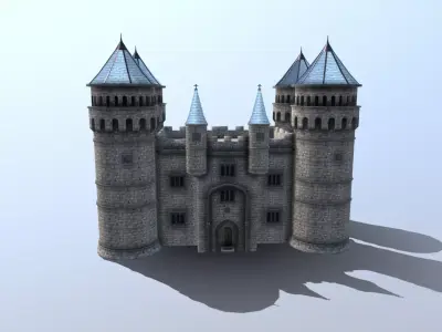 Medieval French Castle Keep Low-poly 3D model