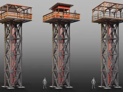 Game-ready Watchtower Set 2 Low-poly 3D model