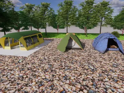 3D Model Outdoor Camping Site Low-poly 3D model