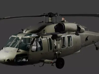 UH60-V Black Hawk FULL INTERIOR Low-poly 3D model