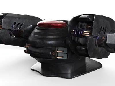 Sci fi Heavy Defense Gun Mount Rigged 3D model