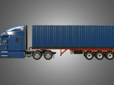 Anthem 64T with 3-Axle Container Trailer 3D model