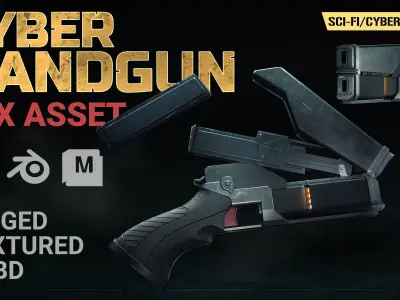 Cyber Handgun VFX Asset 3D model