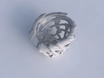 Bowl cylindrical with interlacing soft edged lattice and ribb... 3D model