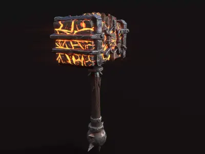 Lava Hammer of Doom Low-poly 3D model