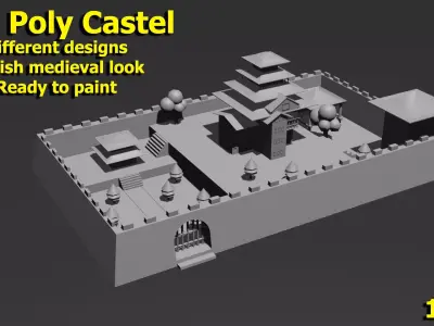 Low Poly Castle 1 building Low-poly 3D model