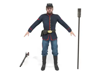 Union Soldier 3 - Artillery Low-poly 3D model