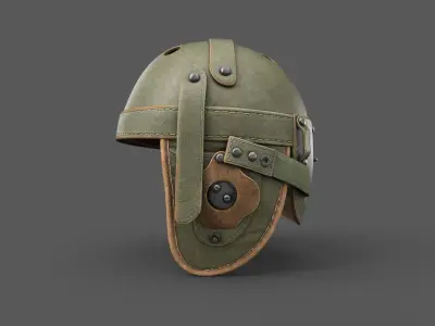 Vintage Tankers Helmet Game Ready Low-poly 3D model