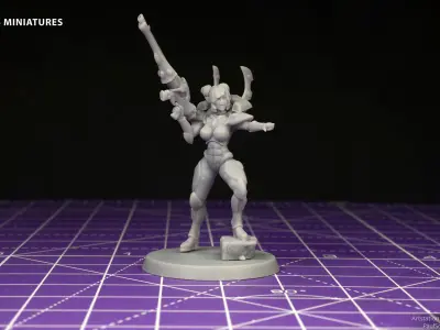 Space Elf Female Soldier Pose 2 - 8 Variants and 2 Pinups 3D print model