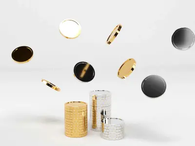 Coins 3d model Low-poly 3D model