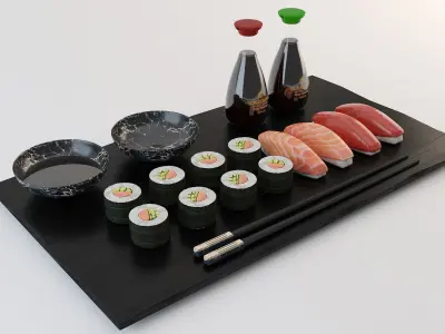 Sushi and Nigiri Plate 3D model