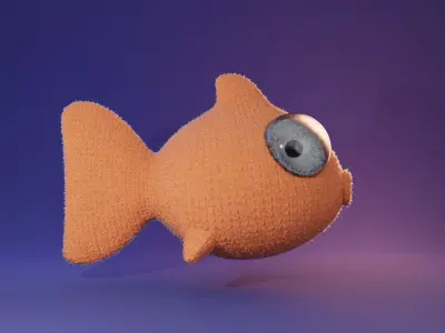 Woollen knitted fish model plus animated scenes Free 3D model